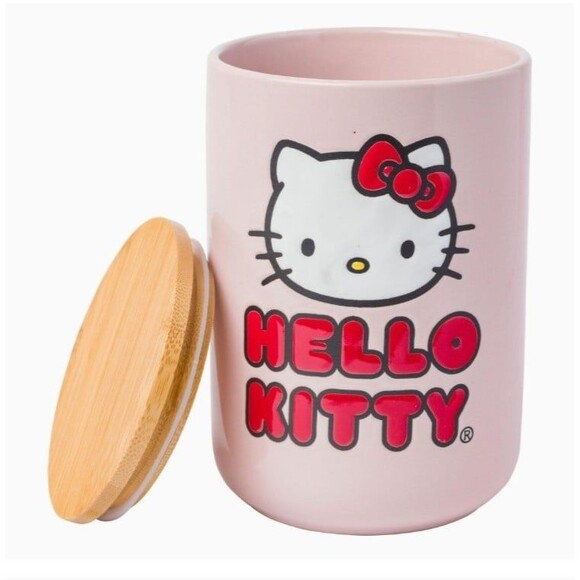 Sanrio Hello Kitty Ceramic Cookie Jar with Bamboo lid - Picture 2 of 3
